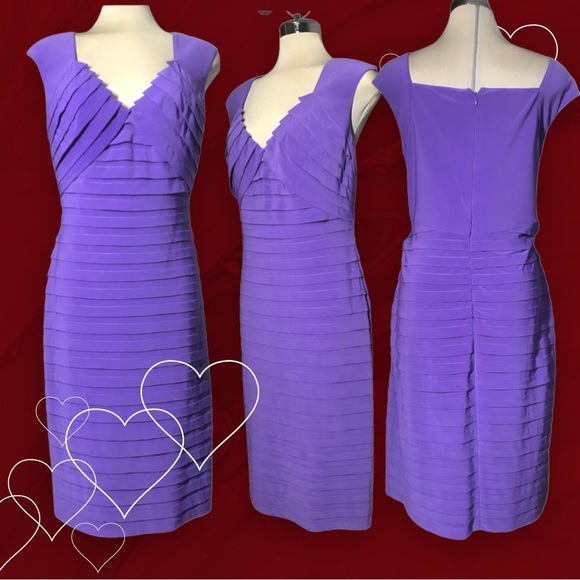 Adrianna Papell   Luxury Designer Purple Sleeveless Sheath Dress Size 14 - Picture 4 of 15